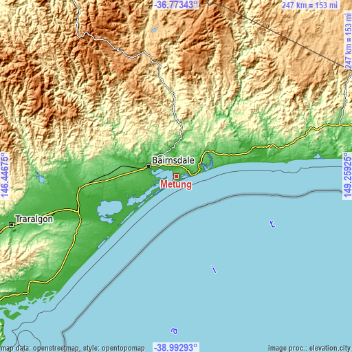 Topographic map of Metung