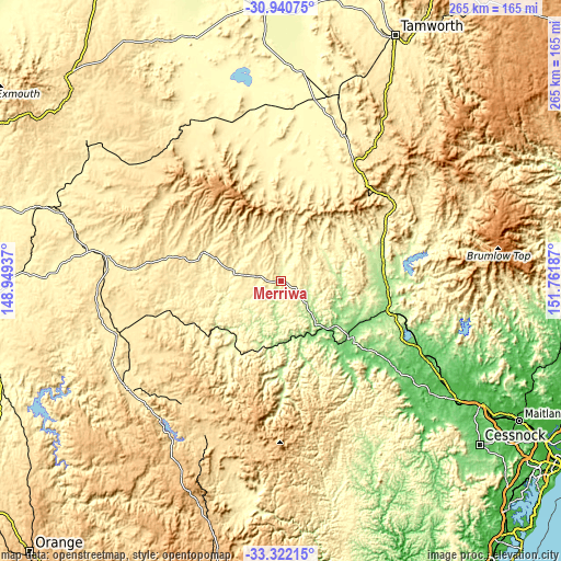 Topographic map of Merriwa