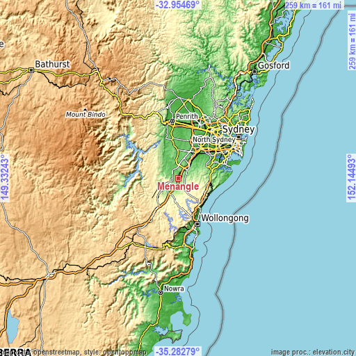 Topographic map of Menangle