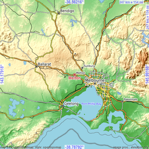 Topographic map of Melton