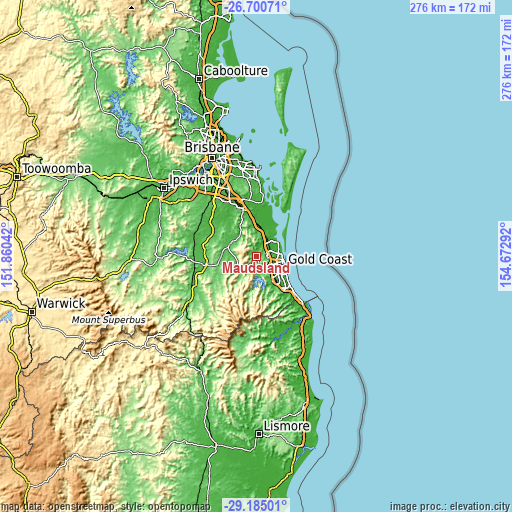 Topographic map of Maudsland