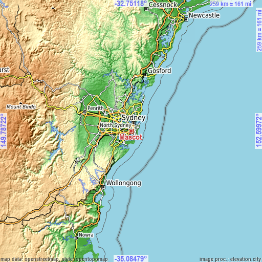 Topographic map of Mascot