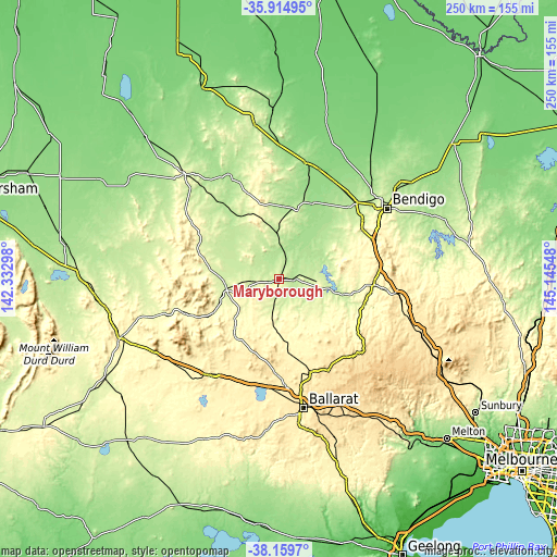 Topographic map of Maryborough