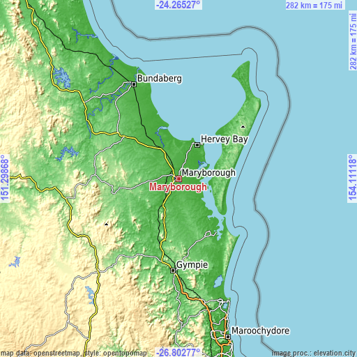 Topographic map of Maryborough