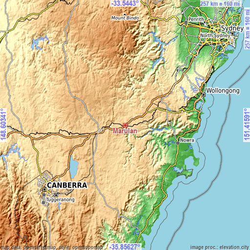 Topographic map of Marulan