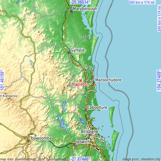 Topographic map of Mapleton