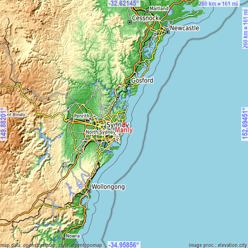 Topographic map of Manly