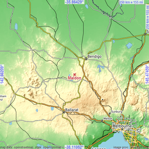 Topographic map of Maldon