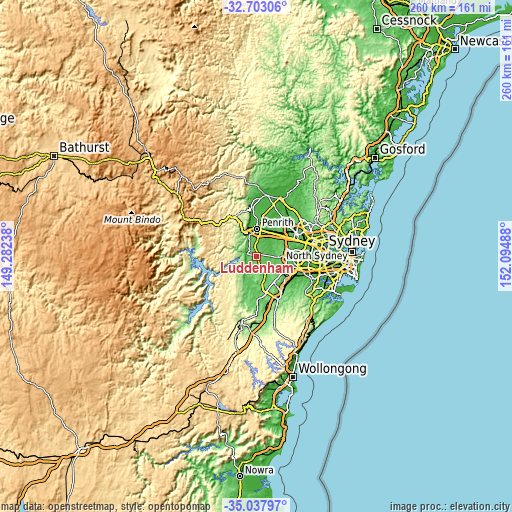 Topographic map of Luddenham