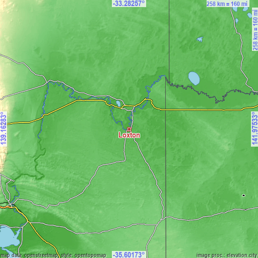 Topographic map of Loxton