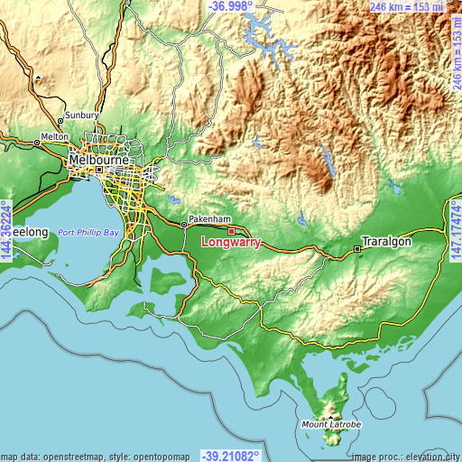 Topographic map of Longwarry