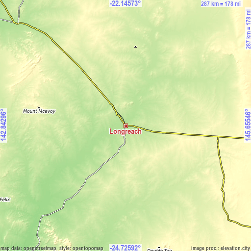 Topographic map of Longreach