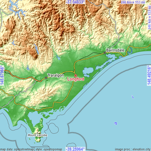 Topographic map of Longford