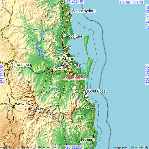 Topographic map of Loganholme