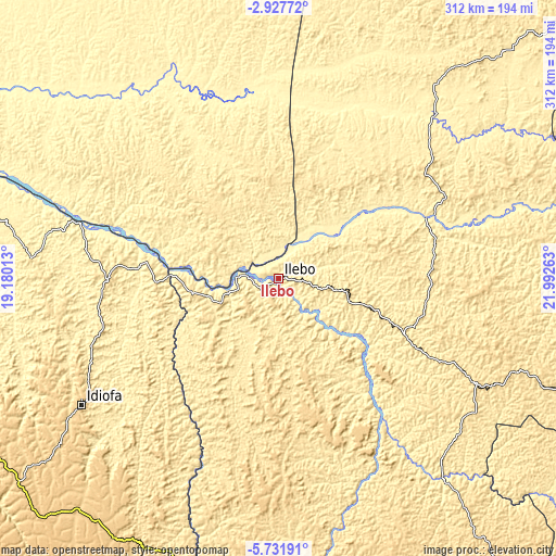 Topographic map of Ilebo