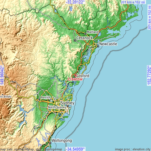 Topographic map of Lisarow