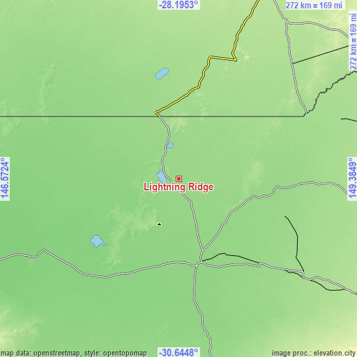 Topographic map of Lightning Ridge