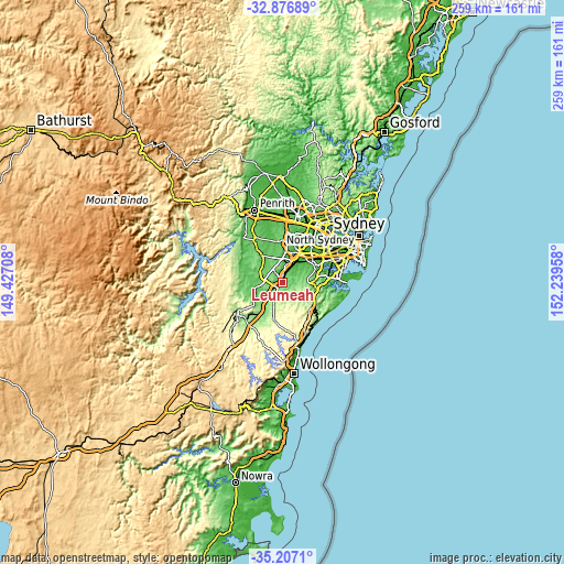 Topographic map of Leumeah