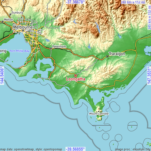 Topographic map of Leongatha