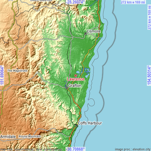 Topographic map of Lawrence