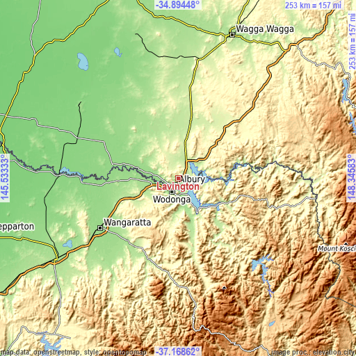 Topographic map of Lavington
