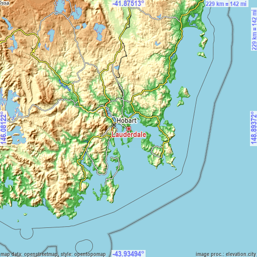 Topographic map of Lauderdale