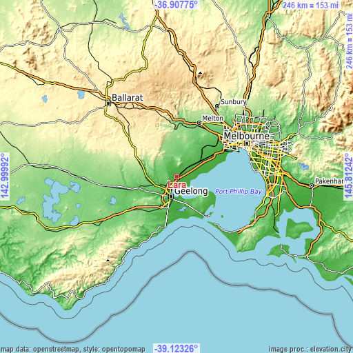 Topographic map of Lara