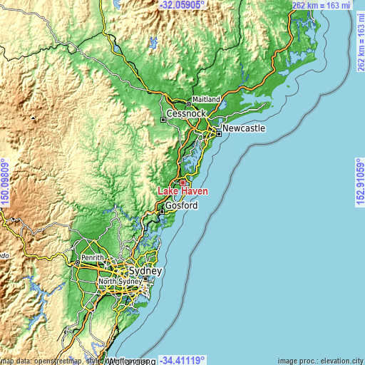 Topographic map of Lake Haven