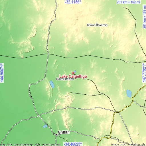 Topographic map of Lake Cargelligo