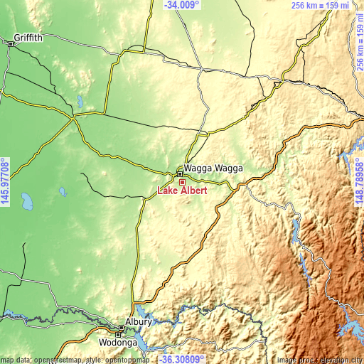 Topographic map of Lake Albert