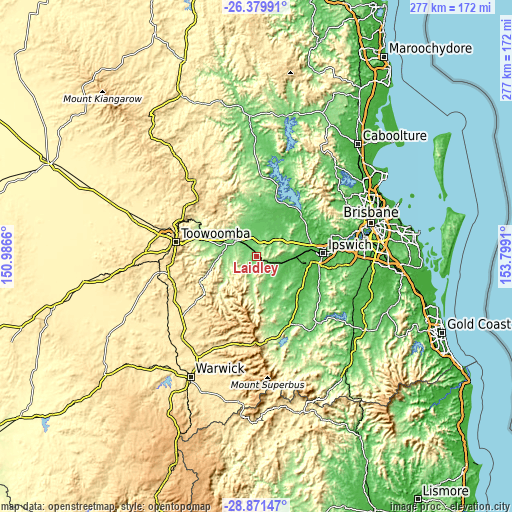 Topographic map of Laidley