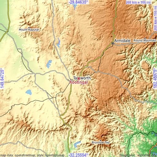 Topographic map of Kootingal