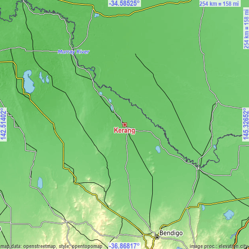 Topographic map of Kerang