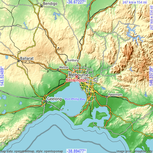 Topographic map of Kensington