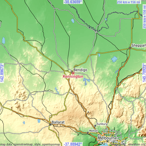 Topographic map of Kennington