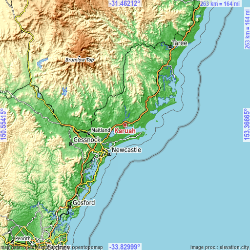 Topographic map of Karuah