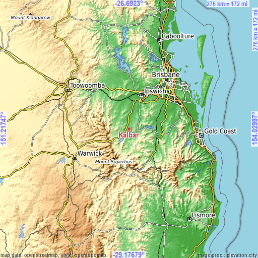 Topographic map of Kalbar