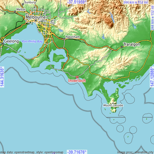 Topographic map of Inverloch