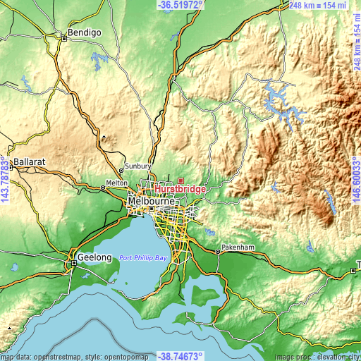 Topographic map of Hurstbridge