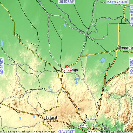 Topographic map of Huntly