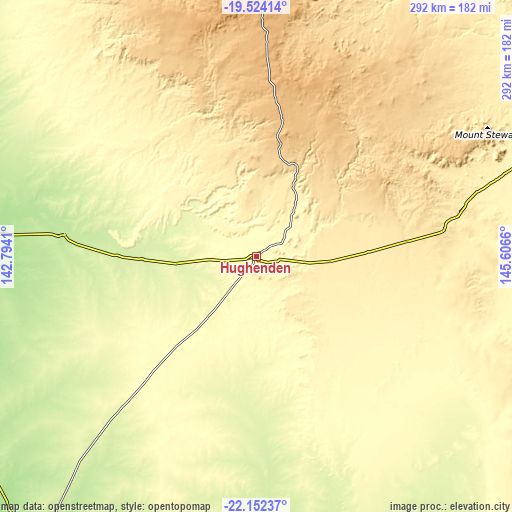 Topographic map of Hughenden