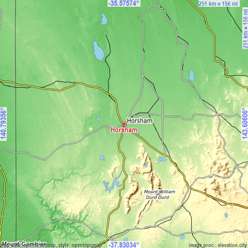 Topographic map of Horsham