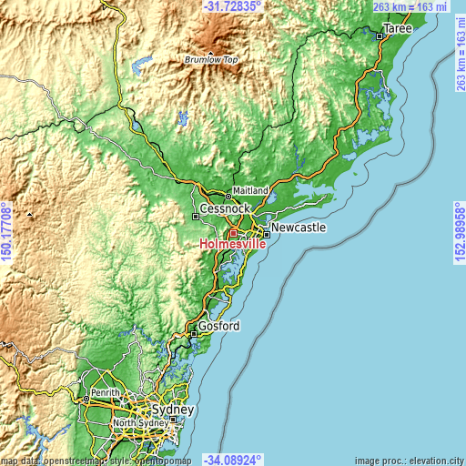 Topographic map of Holmesville