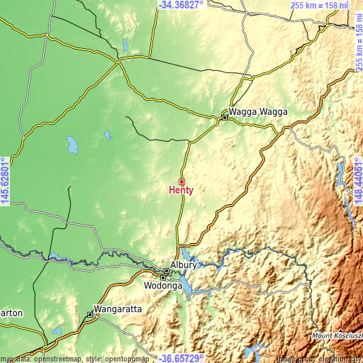 Topographic map of Henty