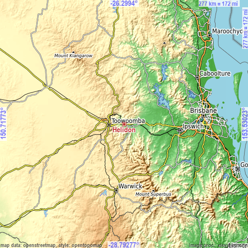 Topographic map of Helidon