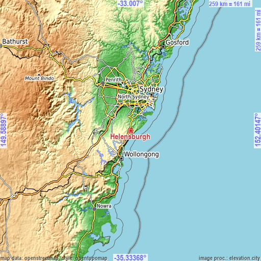 Topographic map of Helensburgh