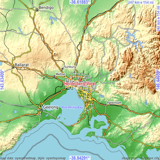Topographic map of Heidelberg West