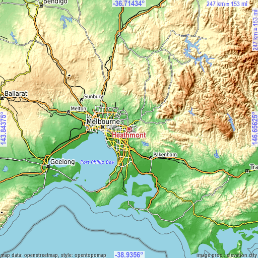 Topographic map of Heathmont