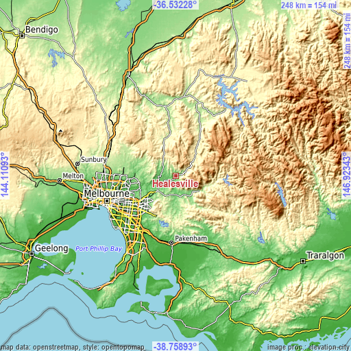 Topographic map of Healesville