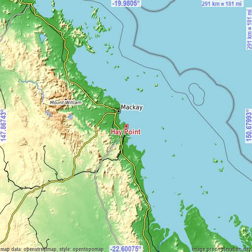 Topographic map of Hay Point